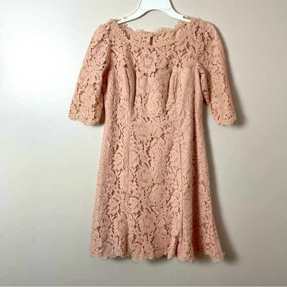 Eliza J Midi Lace Dress – Soft Pink, Fuller Skirt – Size 6 Petite - Picture 1 of 11